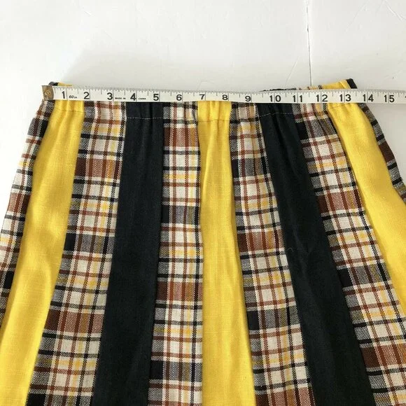 Vintage Chessa Davis Maxi Skirt Women's Medium Black Yellow Check Cottagecore - Picture 7 of 8